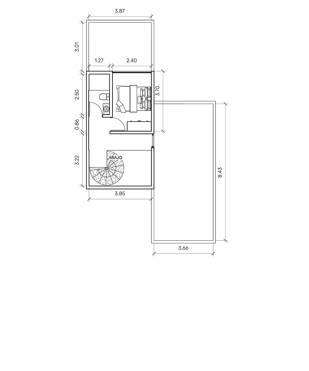 Plano arquitectónico de la planta alta de la Residencia Stella